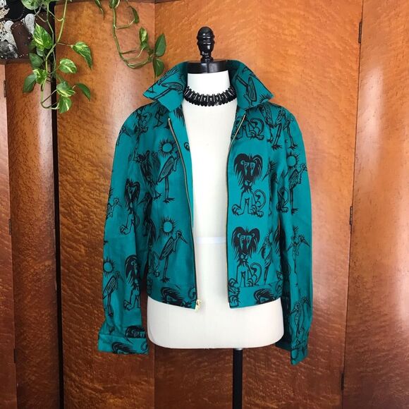 NOVELTY PRINT 80’s does 50’s Vintage Jacket M NWT - Picture 2 of 13
